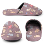 Yoga Labradors Love Women's Cotton Mop Slippers-Footwear-Accessories, Black Labrador, Chocolate Labrador, Dog Mom Gifts, Labrador, Slippers-10