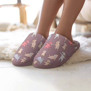 Yoga Labradors Love Women's Cotton Mop Slippers-Footwear-Accessories, Black Labrador, Chocolate Labrador, Dog Mom Gifts, Labrador, Slippers-13
