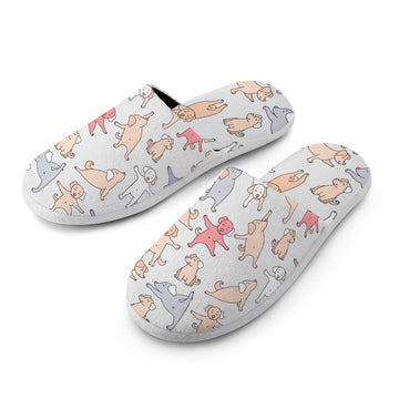Yoga Labradors Love Women's Cotton Mop Slippers-Footwear-Accessories, Black Labrador, Chocolate Labrador, Dog Mom Gifts, Labrador, Slippers-3