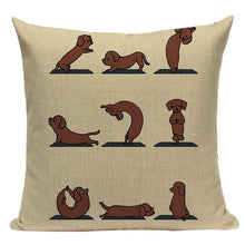 Load image into Gallery viewer, Yoga Staffordshire Bull Terrier Cushion CoverCushion CoverOne SizeDachshund - Cream BG