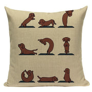 Yoga Pugs Cushion CoversCushion CoverOne SizeDachshund - Cream BG