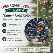 Load image into Gallery viewer, Yorkie Christmas Ornament - Cozy Winter Pet Portrait Design - Personalize with Photo and Name-Christmas Ornament-Christmas,Christmas Ornament,Personalize Artwork-2