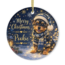 Load image into Gallery viewer, Yorkie Christmas Ornament - Cozy Winter Pet Portrait Design - Personalize with Photo and Name-Christmas Ornament-Christmas,Christmas Ornament,Personalize Artwork-3