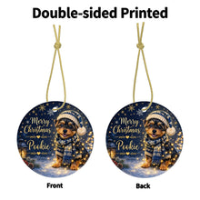 Load image into Gallery viewer, Yorkie Christmas Ornament - Cozy Winter Pet Portrait Design - Personalize with Photo and Name-Christmas Ornament-Christmas,Christmas Ornament,Personalize Artwork-5