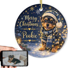 Load image into Gallery viewer, Yorkie Christmas Ornament - Cozy Winter Pet Portrait Design - Personalize with Photo and Name-Christmas Ornament-Christmas,Christmas Ornament,Personalize Artwork-1