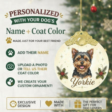 Load image into Gallery viewer, Yorkie Christmas Ornament - Gold Crown Dog Portrait - Personalized with Photo and Name-Christmas Ornament-Christmas,Christmas Ornament,Personalize Artwork-2