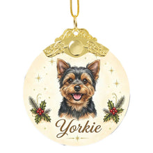 Load image into Gallery viewer, Yorkie Christmas Ornament - Gold Crown Dog Portrait - Personalized with Photo and Name-Christmas Ornament-Christmas,Christmas Ornament,Personalize Artwork-3