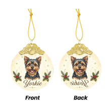 Load image into Gallery viewer, Yorkie Christmas Ornament - Gold Crown Dog Portrait - Personalized with Photo and Name-Christmas Ornament-Christmas,Christmas Ornament,Personalize Artwork-5