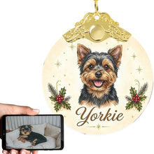 Load image into Gallery viewer, Yorkie Christmas Ornament - Gold Crown Dog Portrait - Personalized with Photo and Name-Christmas Ornament-Christmas,Christmas Ornament,Personalize Artwork-1