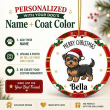 Load image into Gallery viewer, Yorkie Christmas Ornament - Personalized Whimsical Holiday Cartoon Art Design - with Name-Christmas Ornament-Christmas,Personalize Artwork,Yorkshire Terrier-2