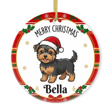 Load image into Gallery viewer, Yorkie Christmas Ornament - Personalized Whimsical Holiday Cartoon Art Design - with Name-Christmas Ornament-Christmas,Personalize Artwork,Yorkshire Terrier-3
