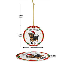 Load image into Gallery viewer, Yorkie Christmas Ornament - Personalized Whimsical Holiday Cartoon Art Design - with Name-Christmas Ornament-Christmas,Personalize Artwork,Yorkshire Terrier-4