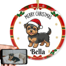 Load image into Gallery viewer, Yorkie Christmas Ornament - Personalized Whimsical Holiday Cartoon Art Design - with Name-Christmas Ornament-Christmas,Personalize Artwork,Yorkshire Terrier-1