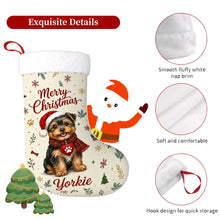 Load image into Gallery viewer, Yorkie Christmas Stocking - Cozy Festive Wishes - Personalize with Photo and Name-Christmas Ornament-Christmas,Christmas Stocking,Personalize Artwork-5