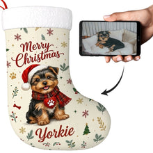 Load image into Gallery viewer, Yorkie Christmas Stocking - Cozy Festive Wishes - Personalize with Photo and Name-Christmas Ornament-Christmas,Christmas Stocking,Personalize Artwork-1