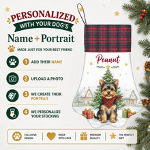 Load image into Gallery viewer, Yorkie Christmas Stocking - Home for the Holidays - Personalize with Photo and Name-Christmas Ornament-Christmas,Christmas Stocking,Personalize Artwork-2