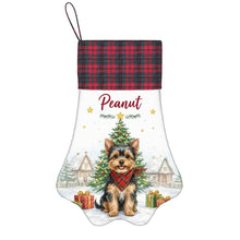 Load image into Gallery viewer, Yorkie Christmas Stocking - Home for the Holidays - Personalize with Photo and Name-Christmas Ornament-Christmas,Christmas Stocking,Personalize Artwork-3