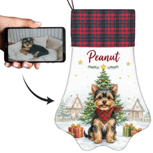 Load image into Gallery viewer, Yorkie Christmas Stocking - Home for the Holidays - Personalize with Photo and Name-Christmas Ornament-Christmas,Christmas Stocking,Personalize Artwork-1