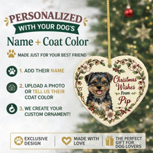 Load image into Gallery viewer, Yorkie Dog Ornament - Christmas Wishes Design - Personalized with Name-Christmas Ornament-Christmas,Personalize Artwork,Yorkshire Terrier-2