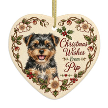 Load image into Gallery viewer, Yorkie Dog Ornament - Christmas Wishes Design - Personalized with Name-Christmas Ornament-Christmas,Personalize Artwork,Yorkshire Terrier-4