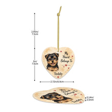 Load image into Gallery viewer, Yorkie Dog Ornament - My Heart Belongs To Design - Personalized with Name-Christmas Ornament-Christmas,Personalize Artwork,Yorkshire Terrier-5