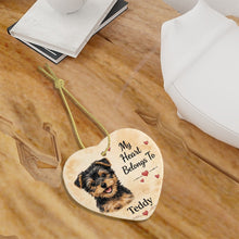Load image into Gallery viewer, Yorkie Dog Ornament - My Heart Belongs To Design - Personalized with Name-Christmas Ornament-Christmas,Personalize Artwork,Yorkshire Terrier-7