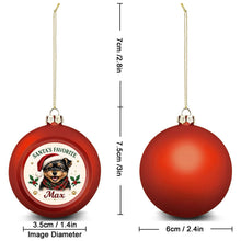 Load image into Gallery viewer, Yorkie Ornament - Classic Red Round Shape - Santa's Favourite Design - Personalized with Name-Christmas Ornament-Christmas,Personalize Artwork,Yorkshire Terrier-5
