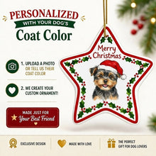 Load image into Gallery viewer, Yorkie Ornament - Personalized Star Shaped Christmas Folk-Art Design-Christmas Ornament-Christmas,Personalize Artwork,Yorkshire Terrier-2