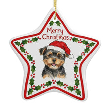 Load image into Gallery viewer, Yorkie Ornament - Personalized Star Shaped Christmas Folk-Art Design-Christmas Ornament-Christmas,Personalize Artwork,Yorkshire Terrier-3