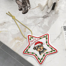 Load image into Gallery viewer, Yorkie Ornament - Personalized Star Shaped Christmas Folk-Art Design-Christmas Ornament-Christmas,Personalize Artwork,Yorkshire Terrier-5