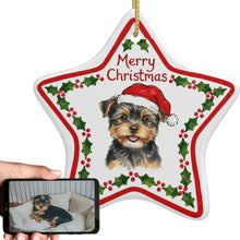 Load image into Gallery viewer, Yorkie Ornament - Personalized Star Shaped Christmas Folk-Art Design-Christmas Ornament-Christmas,Personalize Artwork,Yorkshire Terrier-1