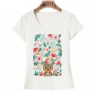 Yorkshire Terrier in Bloom Womens T ShirtApparelWhiteS