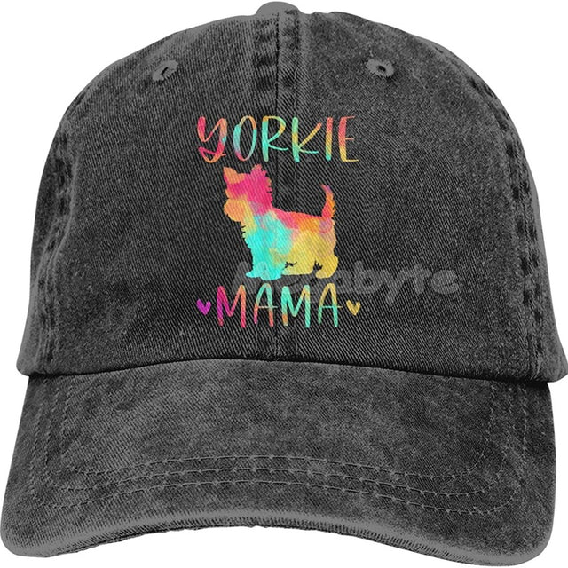 Image of a Yorkshire Terrier baseball cap in Yorkie mama design