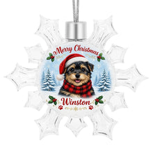 Load image into Gallery viewer, Yorkshire Terrier Ornament - Personalized Snowflake Shaped Christmas Snow Globe Design - with Name-Christmas Ornament-Christmas,Personalize Artwork,Yorkshire Terrier-4