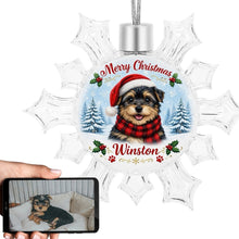 Load image into Gallery viewer, Yorkshire Terrier Ornament - Personalized Snowflake Shaped Christmas Snow Globe Design - with Name-Christmas Ornament-Christmas,Personalize Artwork,Yorkshire Terrier-1