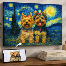 Load image into Gallery viewer, Photo of starry night inspired Yorkshire Terrier wall art