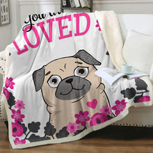 Load image into Gallery viewer, You Are Loved Pug Soft Warm Fleece Blanket-Blanket-Blankets, Home Decor, Pug-Ivory-Small-2