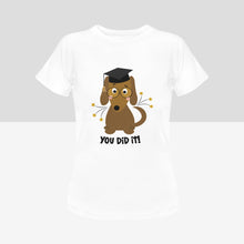 Load image into Gallery viewer, You Did It Dachshund Graduation Women&#39;s Cotton T-Shirts - 3 Colors-Apparel-Apparel, Dachshund, Shirt, T Shirt-3