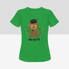 Load image into Gallery viewer, You Did It Dachshund Graduation Women&#39;s Cotton T-Shirts - 3 Colors-Apparel-Apparel, Dachshund, Shirt, T Shirt-Green-Small-5