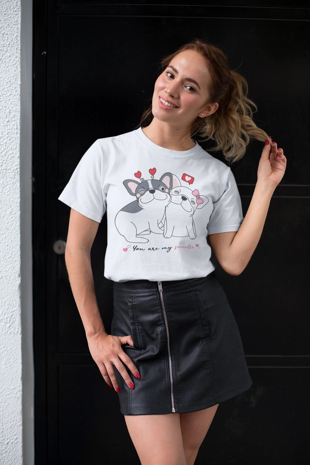 Your Are My Sweetie French Bulldog Women's T-Shirt-Apparel-Apparel, Dogs, French Bulldog, Shirt, T Shirt-White-Small-2