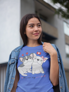 Your Are My Sweetie French Bulldog Women's Cotton T-Shirt-Apparel-Apparel, French Bulldog, Shirt, T Shirt-Blue-Small-2