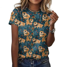 Load image into Gallery viewer, Yuletide Charm Chow Chow Christmas Women&#39;s Cotton T-Shirt-Apparel-Apparel, Chow Chow, Christmas, Dog Mom Gifts, T Shirt-2XS-Black2-1