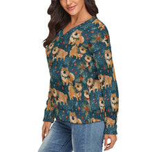 Load image into Gallery viewer, Yuletide Charm Chow Chow Women's V-Neck Christmas Sweater-Apparel-Apparel,Chow Chow,Christmas,Dog Mom Gifts,Sweater,Sweatshirt-4