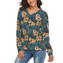 Load image into Gallery viewer, Yuletide Charm Chow Chow Women's V-Neck Christmas Sweater-Apparel-Apparel,Chow Chow,Christmas,Dog Mom Gifts,Sweater,Sweatshirt-2