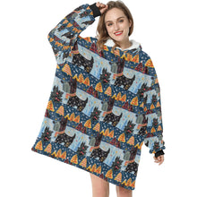 Load image into Gallery viewer, Yuletide Christmas Scottish Terrier Blanket Hoodie-Blanket-Apparel, Blanket Hoodie, Blankets, Christmas, Dog Mom Gifts, Scottish Terrier-ONE SIZE-1