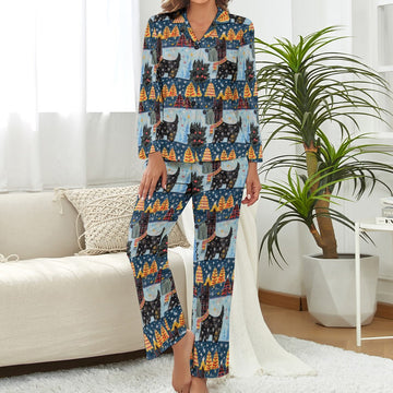 Yuletide Christmas Scottish Terrier Pajamas Set for Women-Pajamas-Apparel, Christmas, Dog Mom Gifts, Pajamas, Scottish Terrier-S-1
