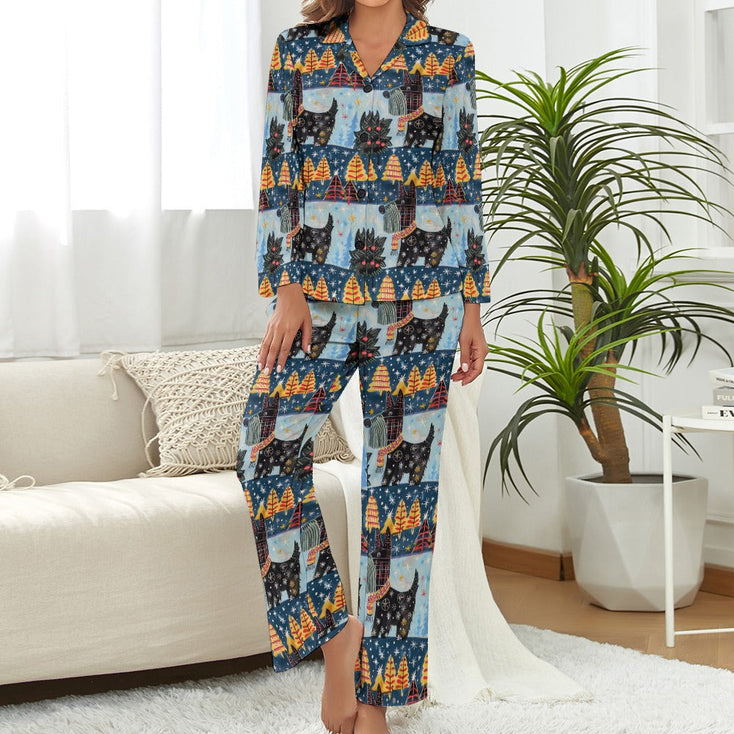 Yuletide Christmas Scottish Terrier Pajamas Set for Women-Pajamas-Apparel, Christmas, Dog Mom Gifts, Pajamas, Scottish Terrier-S-1