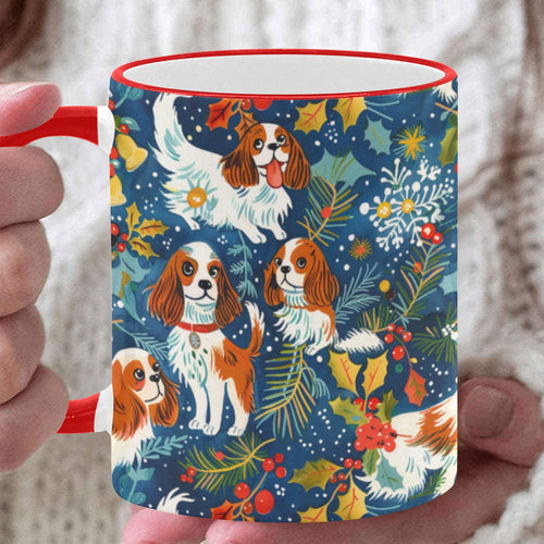 Yuletide Dance Blenheim Cavaliers Christmas Coffee Mug-White2-ONE SIZE-1
