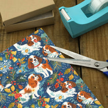 Load image into Gallery viewer, Yuletide Dance Blenheim Cavaliers Christmas Gift Wrapping Paper - 2 Rolls-Christmas Ornament-Cavalier King Charles Spaniel,Christmas,Wrapping Paper-4