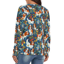 Load image into Gallery viewer, Yuletide Dance Blenheim Cavaliers Women&#39;s V-Neck Christmas Sweater-Apparel-Apparel,Cavalier King Charles Spaniel,Christmas,Dog Mom Gifts,Sweater,Sweatshirt-4